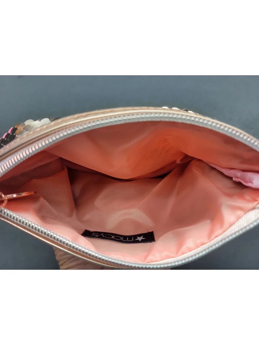 6 x  Reversible Sequin Makeup Cosmetic Pouch Travel Bag Rose Gold / White